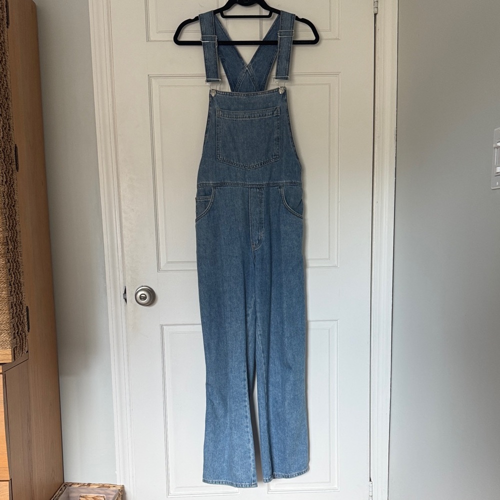 Mango Blue Women Jeans Overalls, straight-wide leg